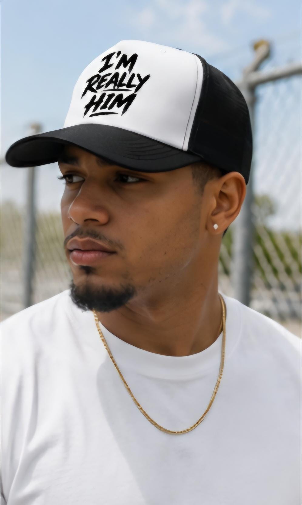 I'M REALLY HIM” Trucker Hat | Black & White Streetwear Snapback | Viral Graphic Hat | Men’s Urban Fashion Cap