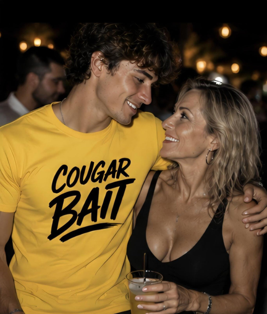 Cougar Bait Shirt | Funny Party T-Shirt | Cougar Humor Tee | Funny Graphic Tee | Bar Shirt | Nightlife Shirt | Unisex Statement Tee