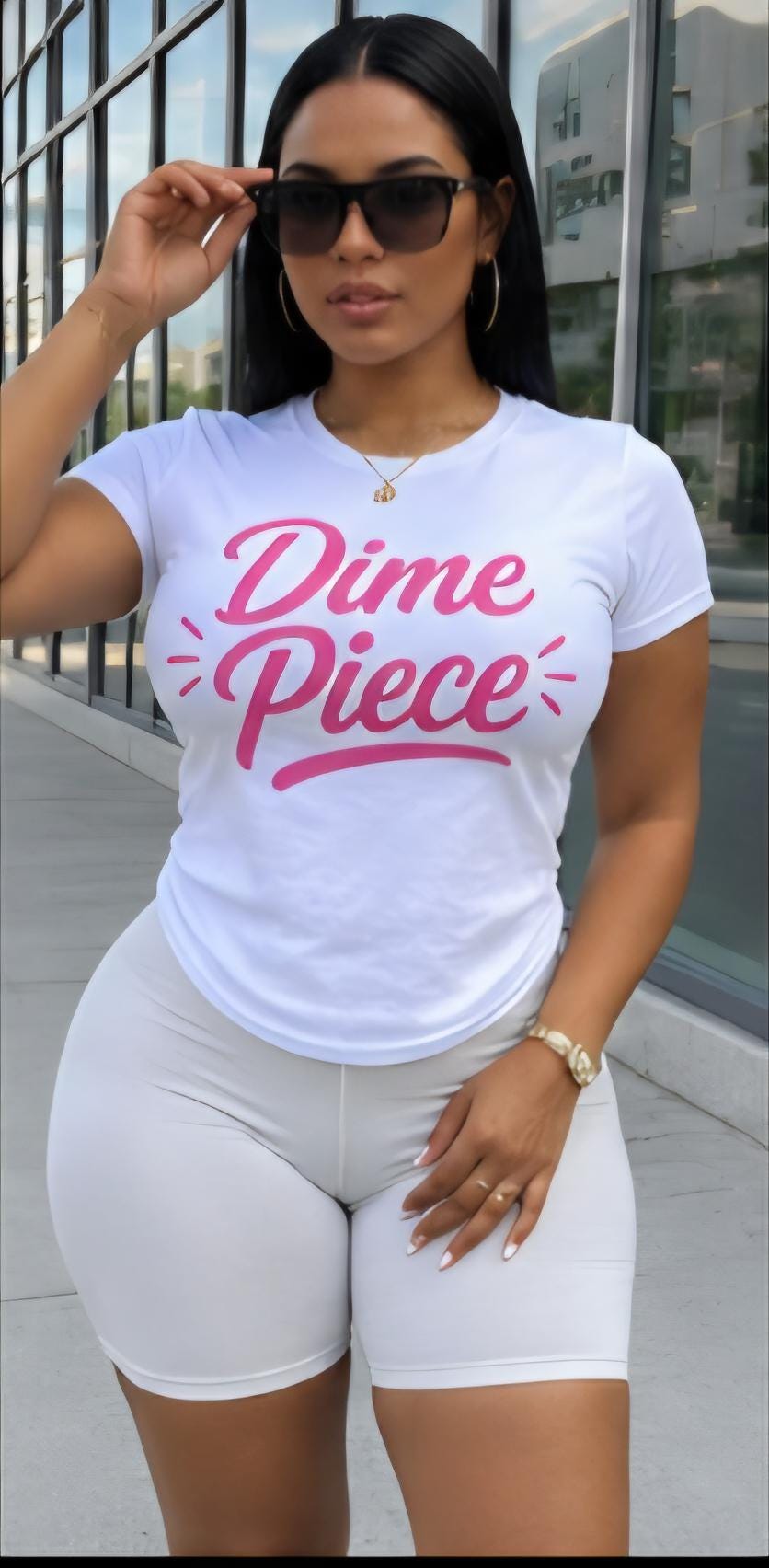 Dime Piece Graphic T-Shirt – Pink Vinyl Style Tee – Cute Women’s Graphic Shirt – Trendy Streetwear – Soft Girl Aesthetic Tee
