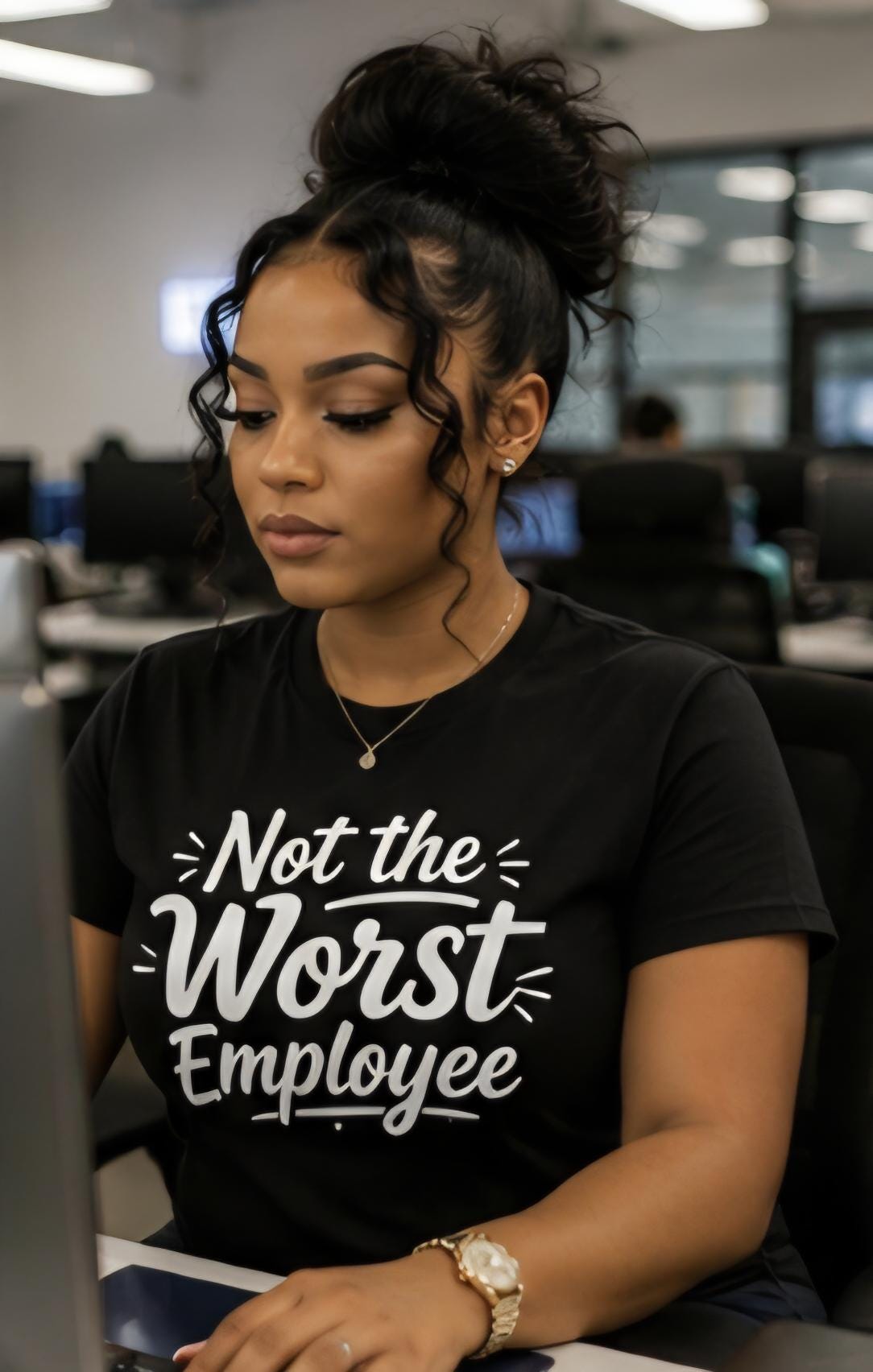 Not The Worst Employee T-Shirt – Funny Work Shirt – Office Humor Tee – Coworker Gift – Black Graphic Tee – Employee Appreciation Joke Shirt