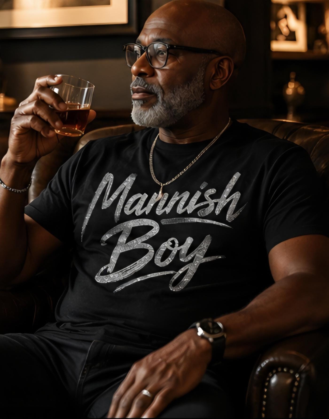 Mannish Boy Shirt Blues Inspired Graphic Tee Silver Glitter Vinyl Black T Shirt Classic Soul Style Shirt for Men