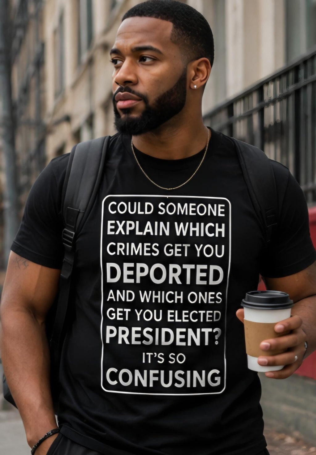 Could Someone Explain… Funny Political Humor T-Shirt – Statement Graphic Tee – Conversation Starter Shirt – Black Tee with White Lettering