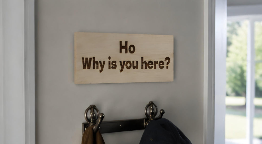 Why is you here?” Engraved Wood Sign | Funny 11x5 Wooden Sign | Sarcastic Home Decor | Desk Sign | Funny Door Sign