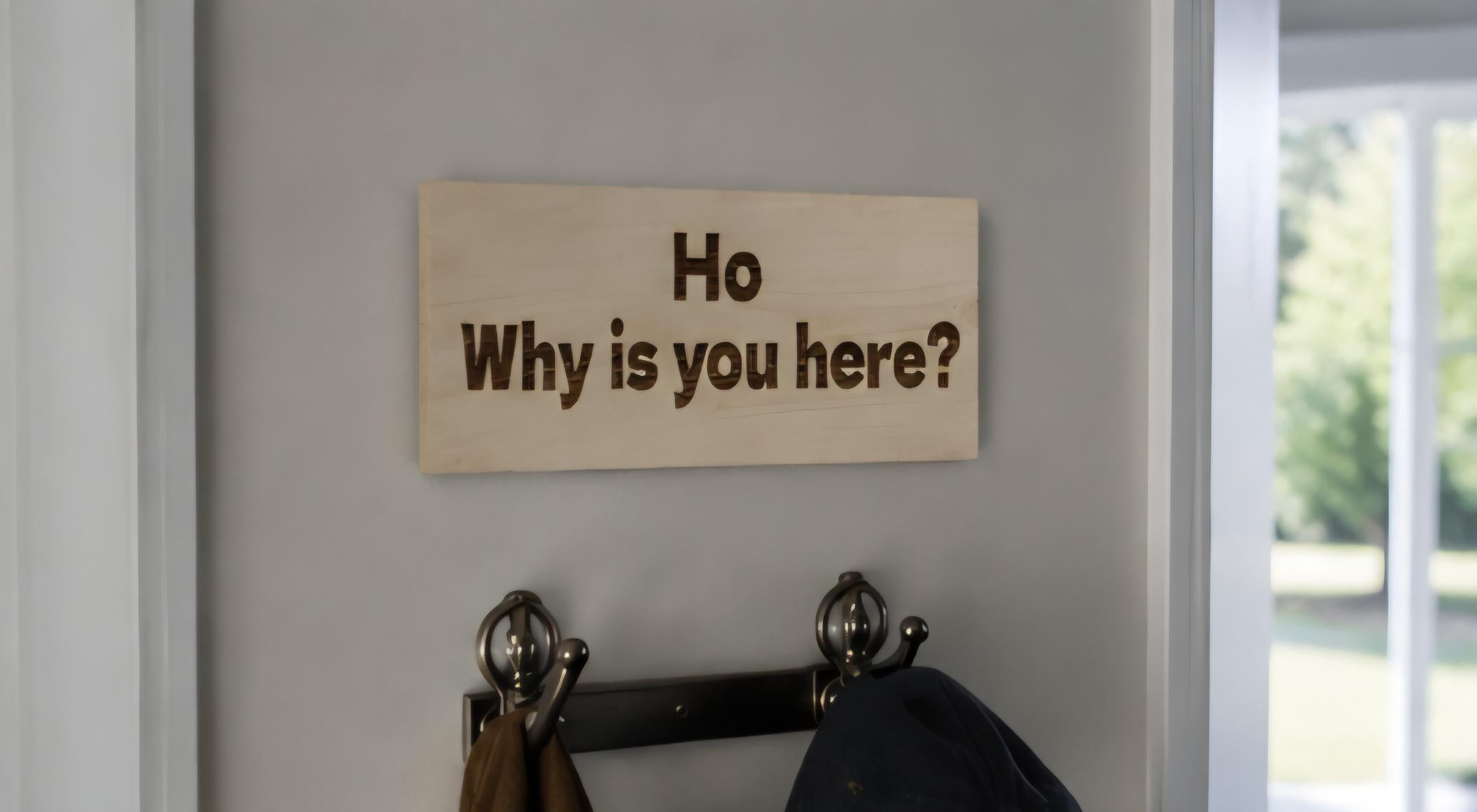 Why is you here?” Engraved Wood Sign | Funny 11x5 Wooden Sign | Sarcastic Home Decor | Desk Sign | Funny Door Sign