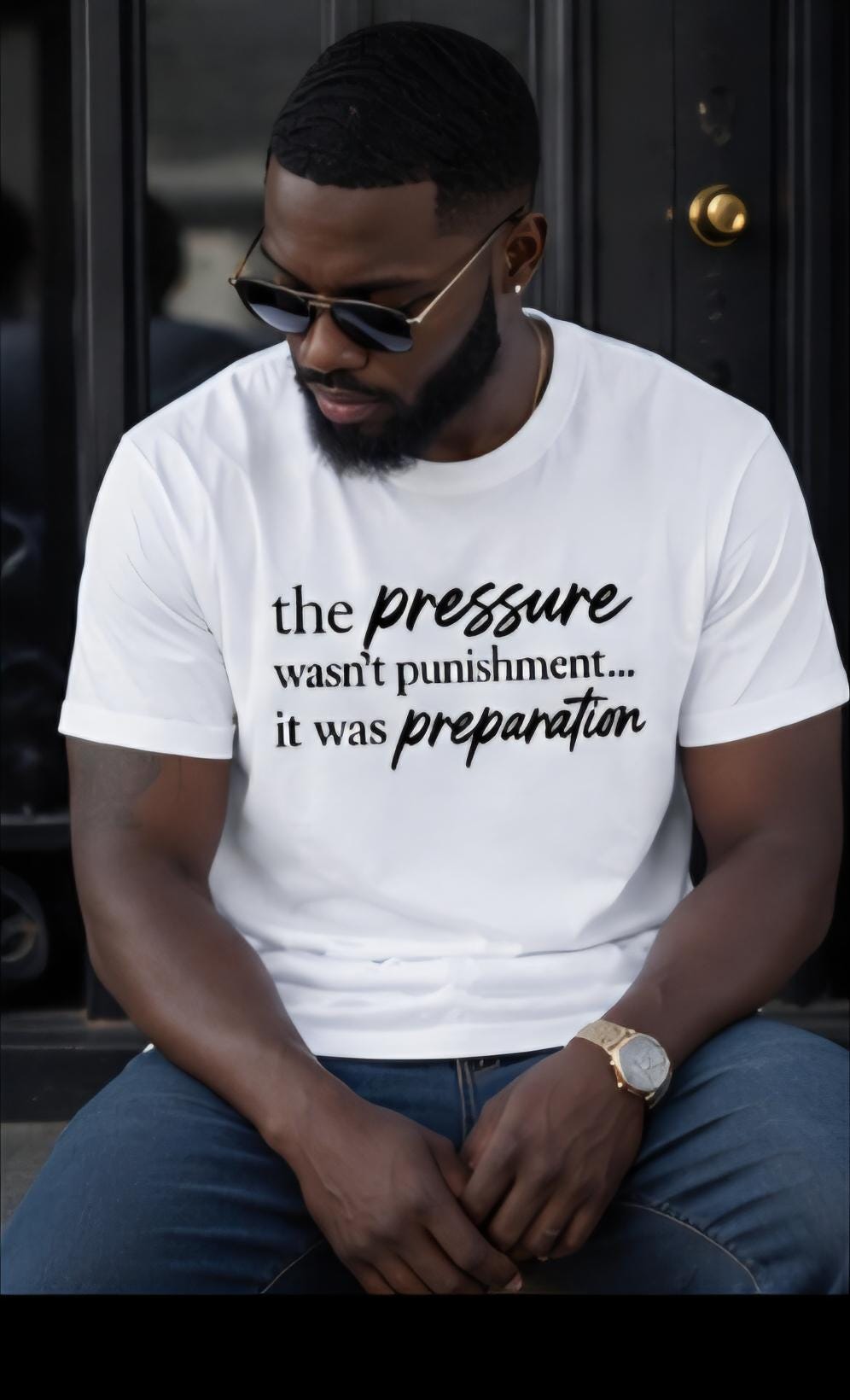 The Pressure Wasnt Punishment It Was Preparation Shirt Motivational Graphic Tee Inspirational Streetwear Faith Based Vinyl Style Shirt
