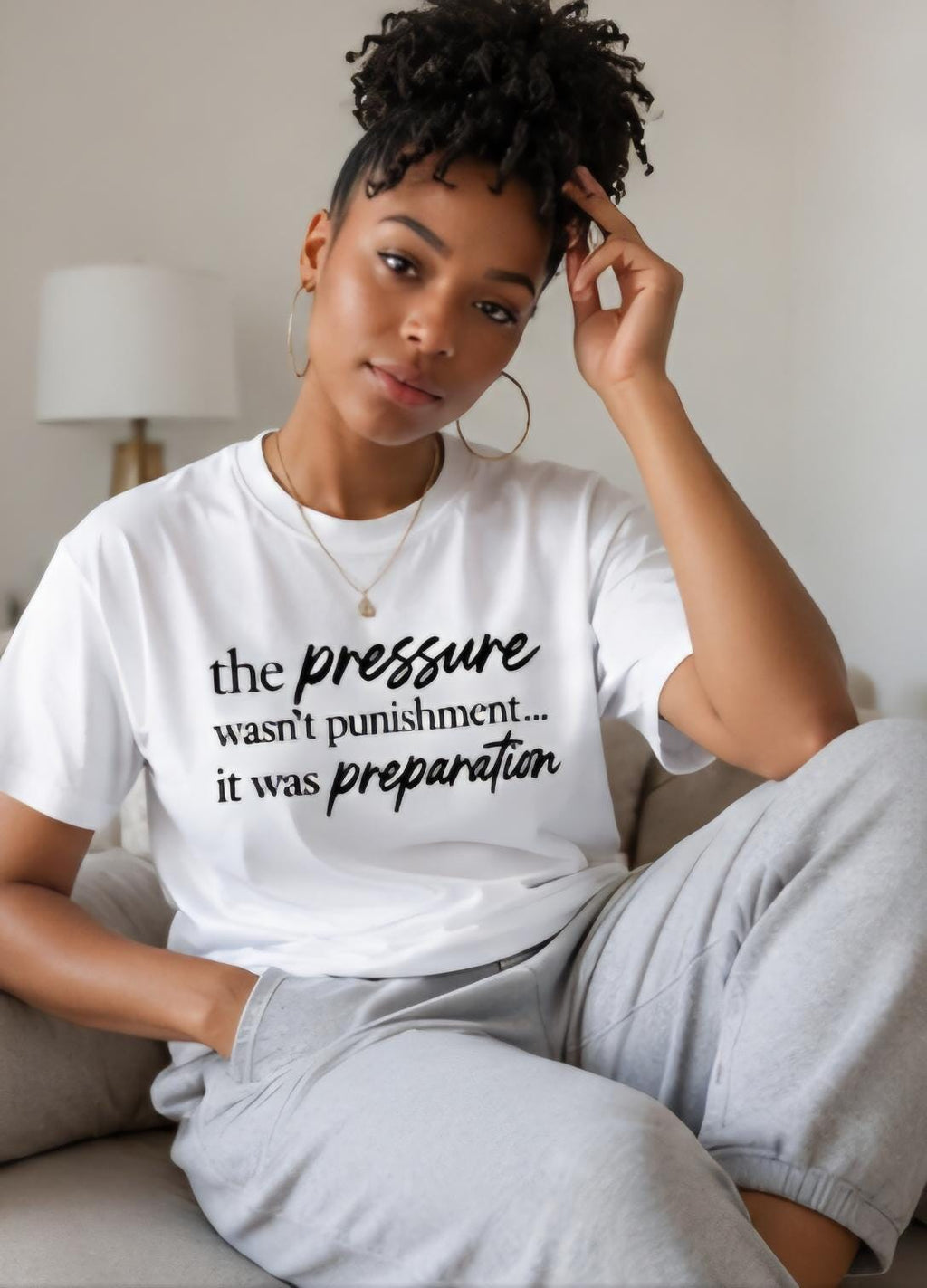 The Pressure Wasnt Punishment It Was Preparation Shirt Motivational Graphic Tee Inspirational Streetwear Faith Based Vinyl Style Shirt