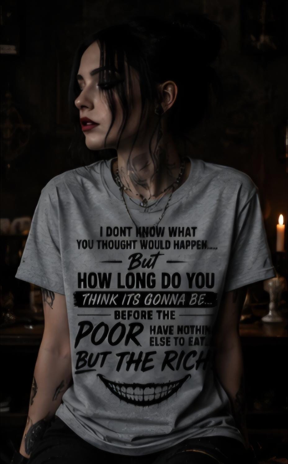Goth Statement Shirt Alternative Streetwear Tee Dark Aesthetic Graphic Tshirt Social Commentary Shirt Unisex Gothic Fashion Top