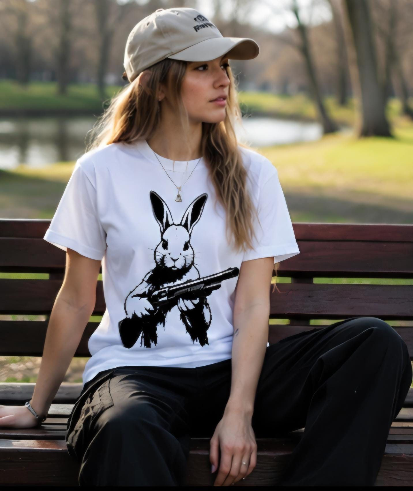Rabbit With Shotgun Shirt | Streetwear Graphic Tee | Urban Bunny Shirt | Black & White Graphic Tee | Killa Bee Apparel | Streetwear Fashion