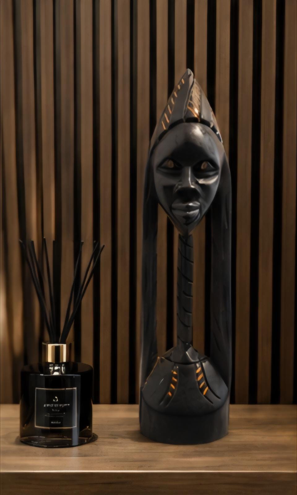 Authentic Hand Carved Ghana Wood Sculpture African Tribal Decor Statue
