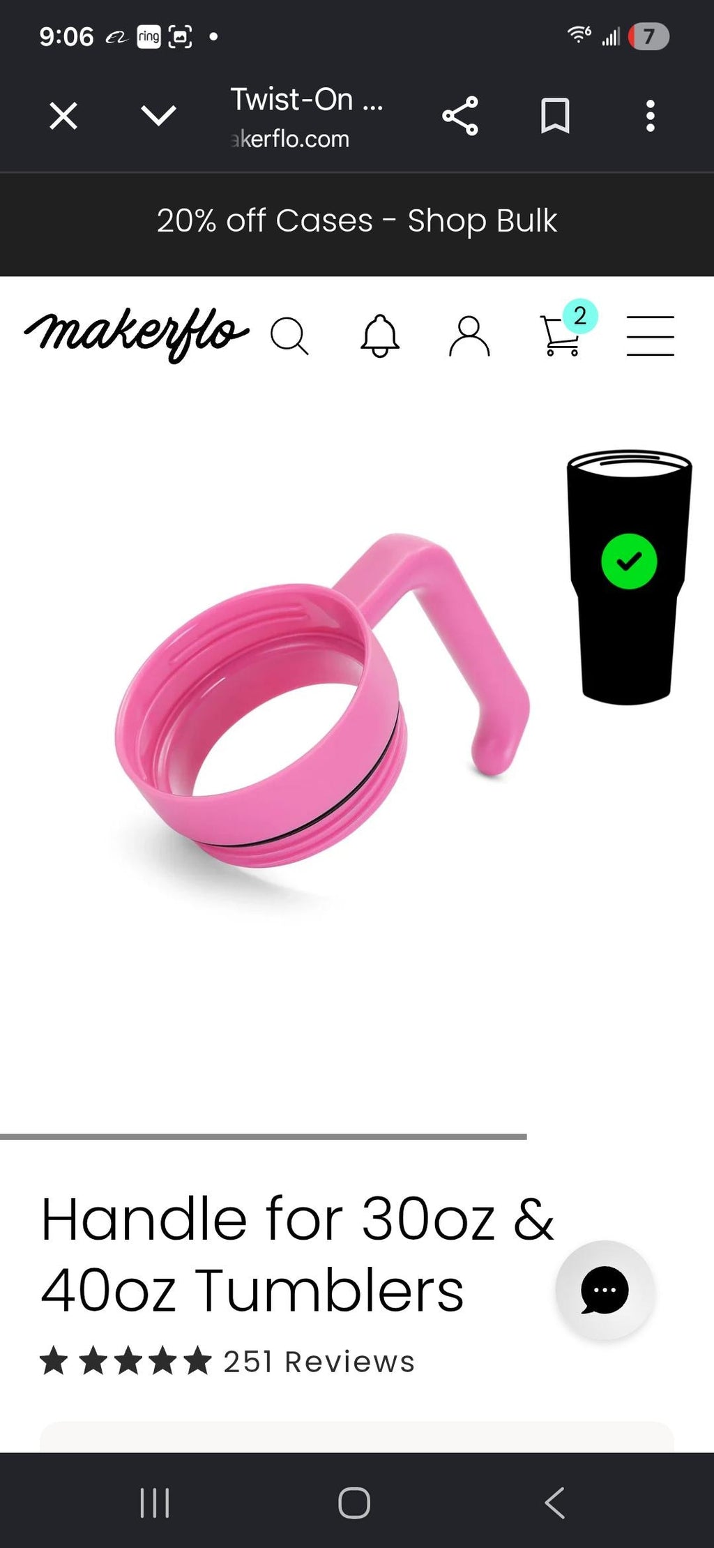 Pink 40 OZ Bee Tumbler Custom Engraved  Optional Twist On Handle Laser Ready Powder Coated Tumbler