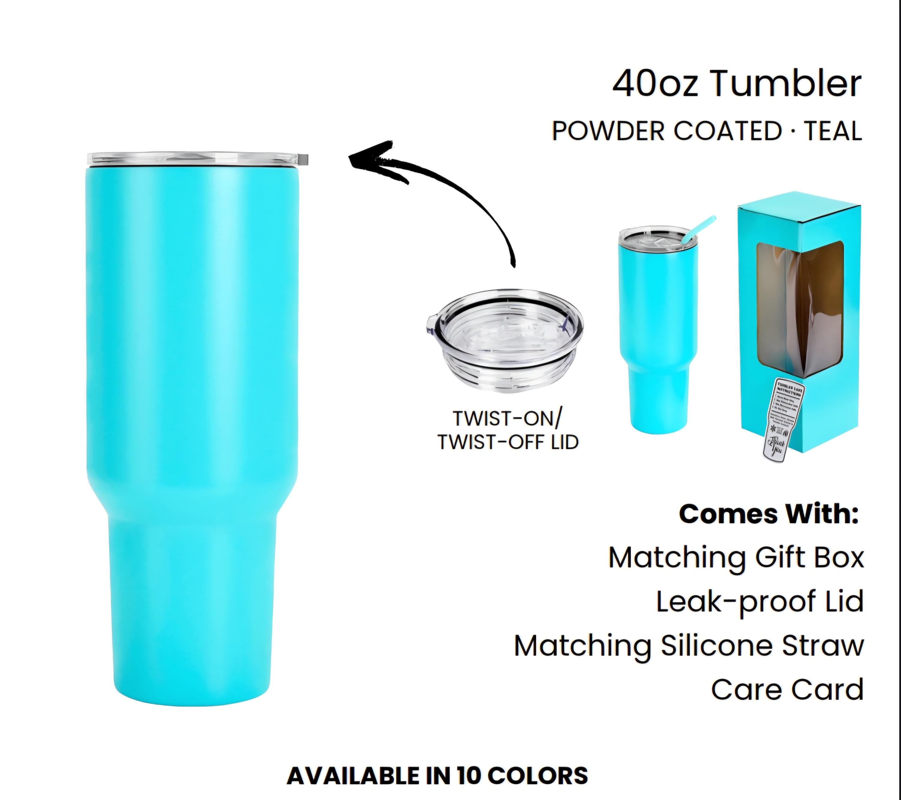 Teal 40 OZ Bee Tumbler Custom Engraved Optional Twist On Handle  Laser  Ready Powder  Coasted Tumbler