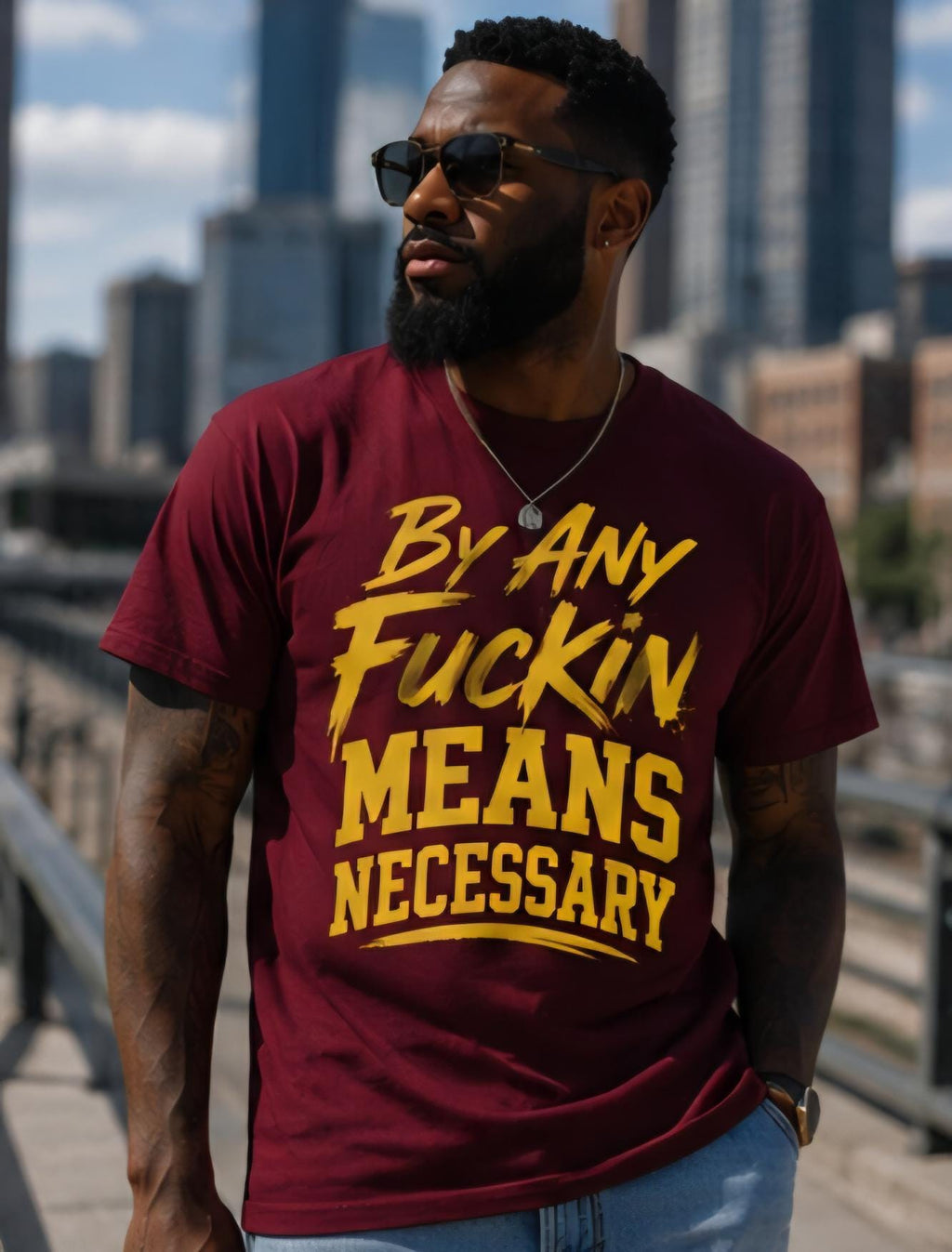 By Any Fuckin Means Necessary T-Shirt | Motivational Streetwear Tee | Hustle Mindset Graphic Shirt