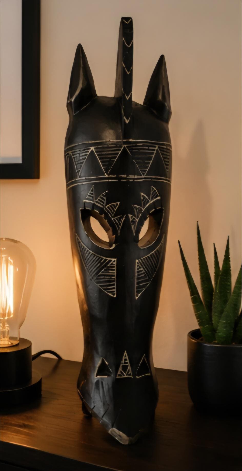 Hand Carved African Wooden Mask | Ghana Tribal Wall Art, 17.5 Inch Home Accent