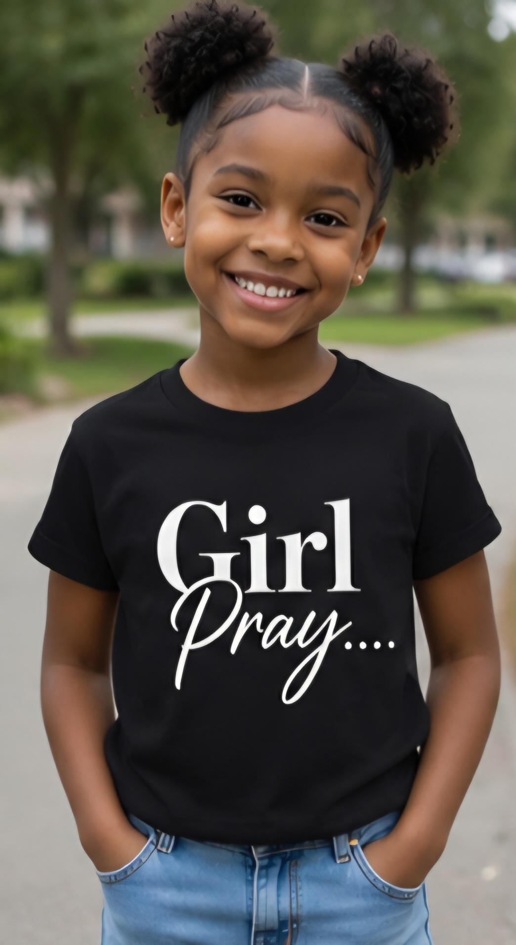 Girl Pray Christian Shirt, Faith Based Womens Tee, Inspirational Black Woman Shirt, Religious Graphic Tee, Church Shirt, Motivational Appare