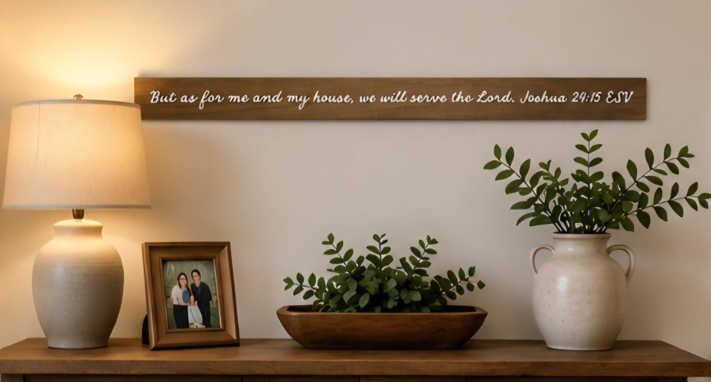 Joshua 24:15 Scripture Sign | Farmhouse Christian Home Decor (Engraved Wood)