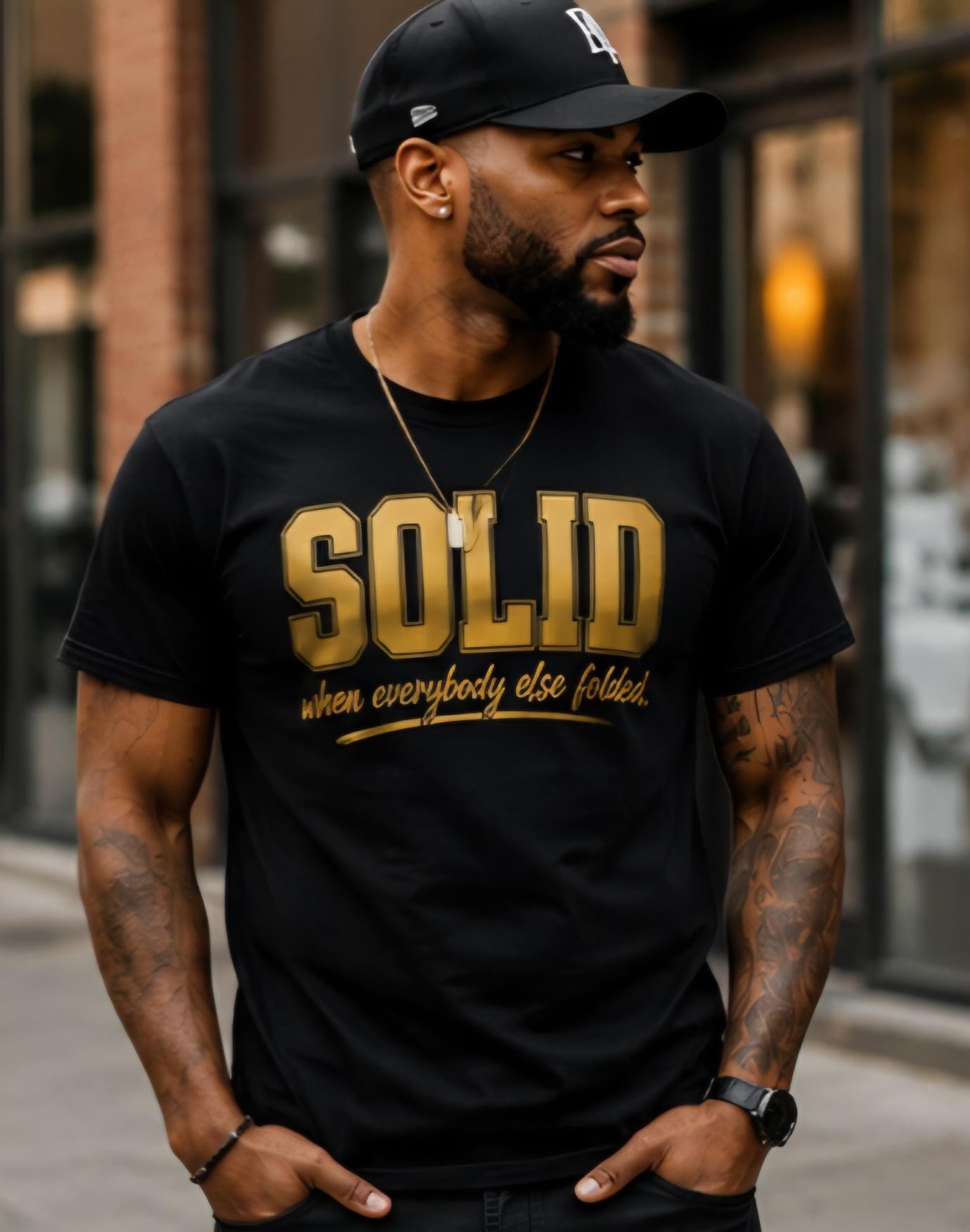 Solid When Everybody Else Folded Shirt | Metallic Gold Vinyl Graphic Tee