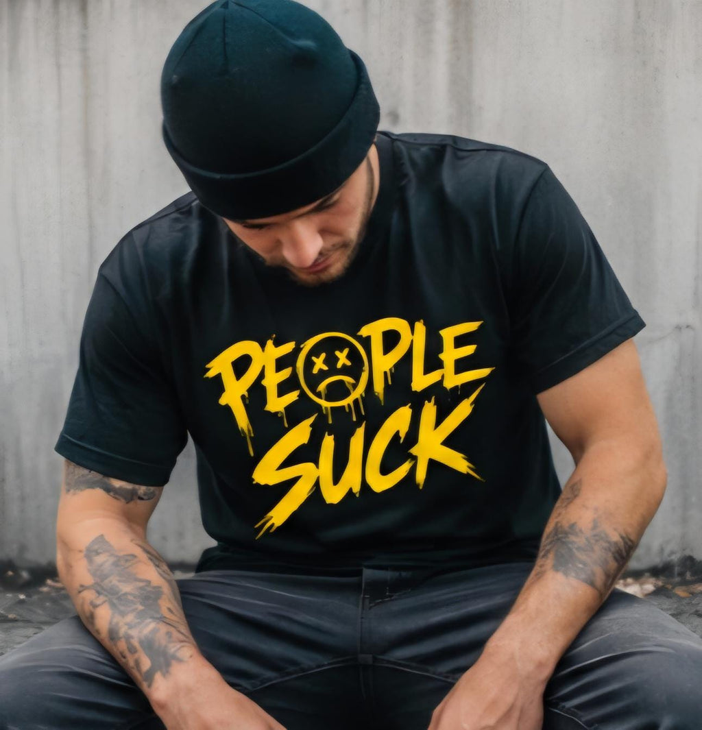People Suck Funny Graphic T Shirt Sarcastic Humor Tee Anti Social Shirt Introvert Gift Unisex Graphic Tee Funny Statement Shirt