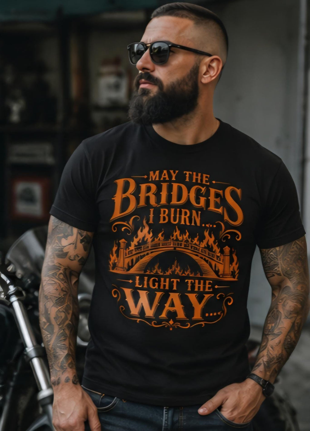 Motivational Graphic Tee, May The Bridges I Burn Light The Way Shirt