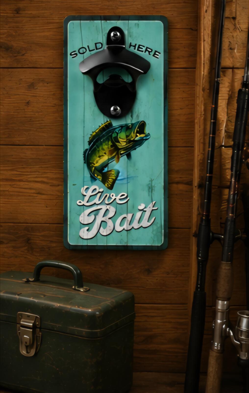 Live Bait Bottle Opener: Rustic Fishing Decor for Man Caves, Lake Houses
