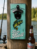 Live Bait Bottle Opener: Rustic Fishing Decor for Man Caves, Lake Houses