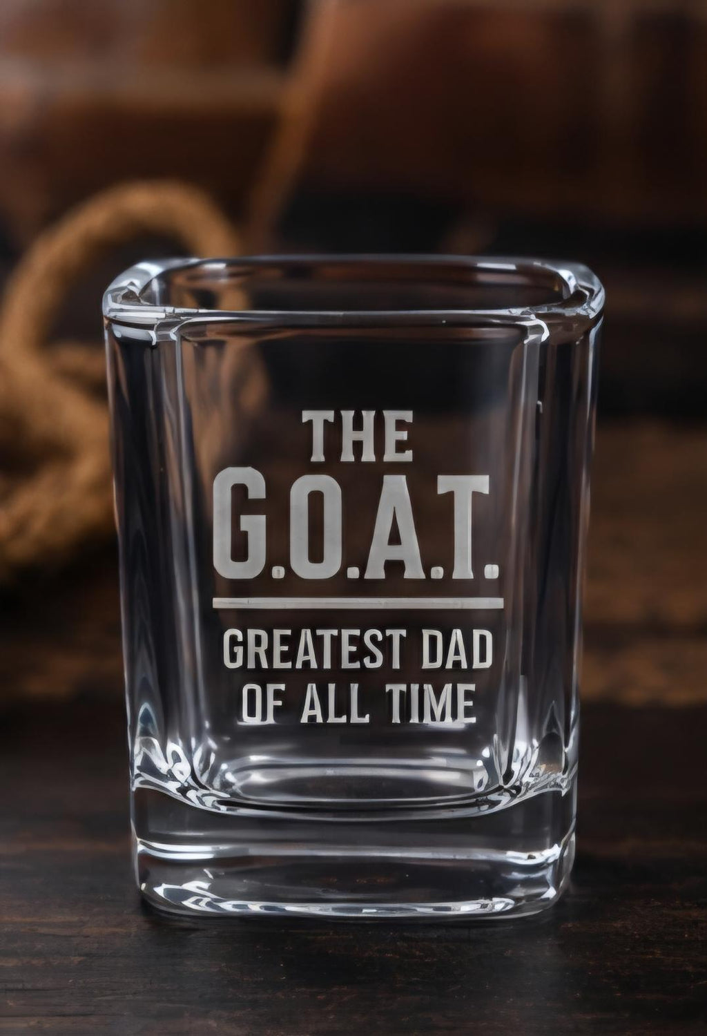 The Goat Whiskey Shot Glass | Greatest Dad of All Time Engraved Barware