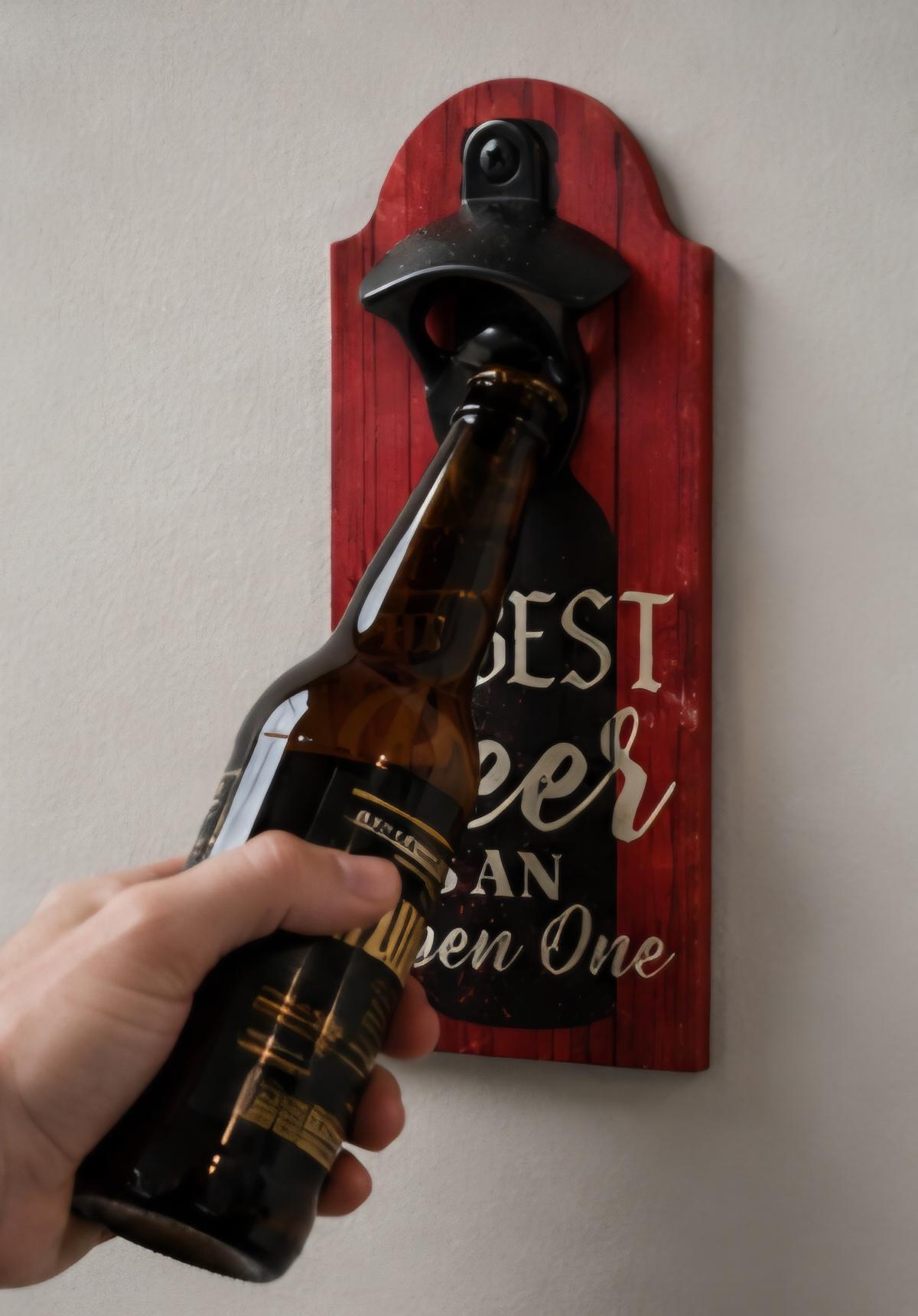 Rustic Beer Bottle Opener Sign, Man Cave Bar Decor, Wood Plaque