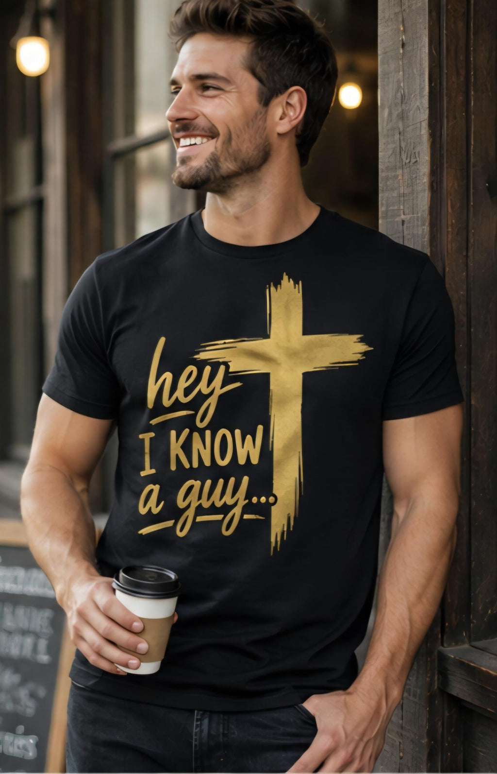 Christian Faith Cross T-Shirt: Hey I Know a Guy Religious Apparel