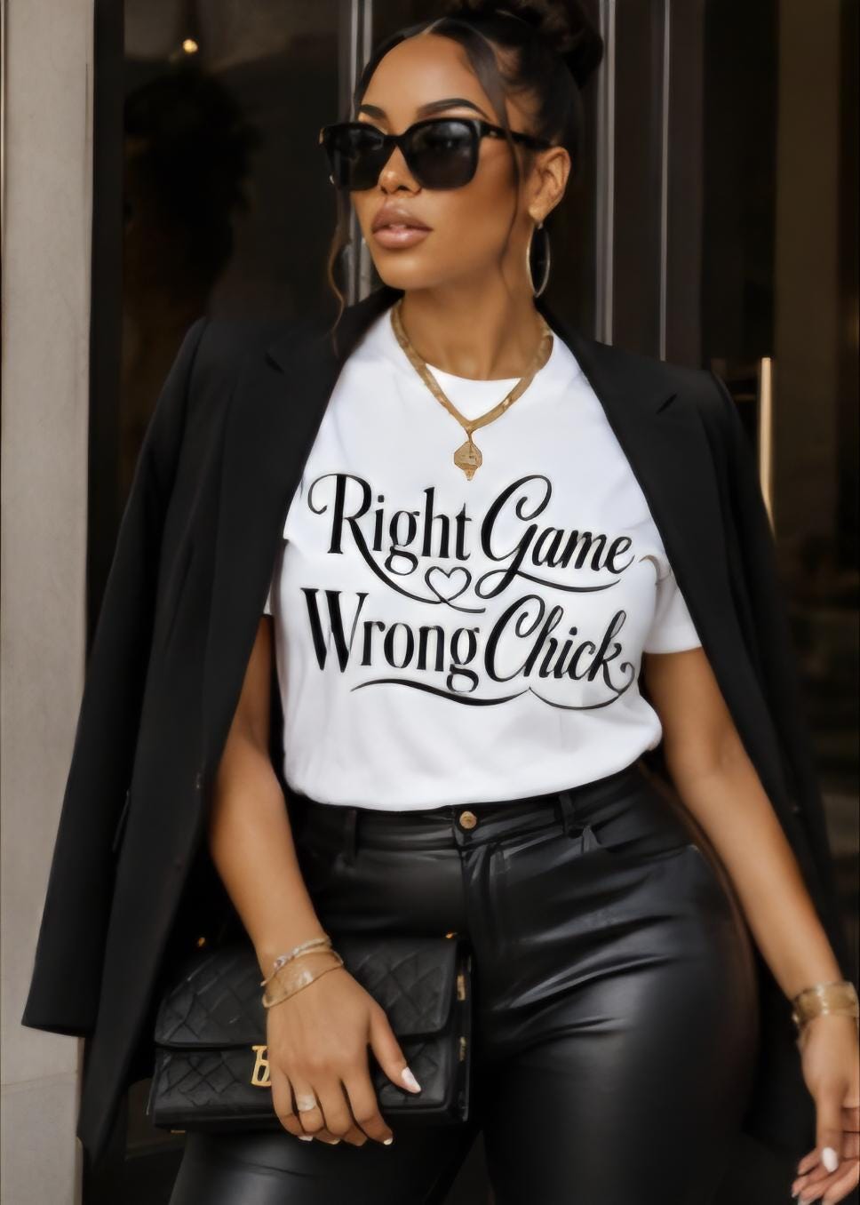 Right Game Wrong Chick Shirt: Women Empowerment Graphic Tee