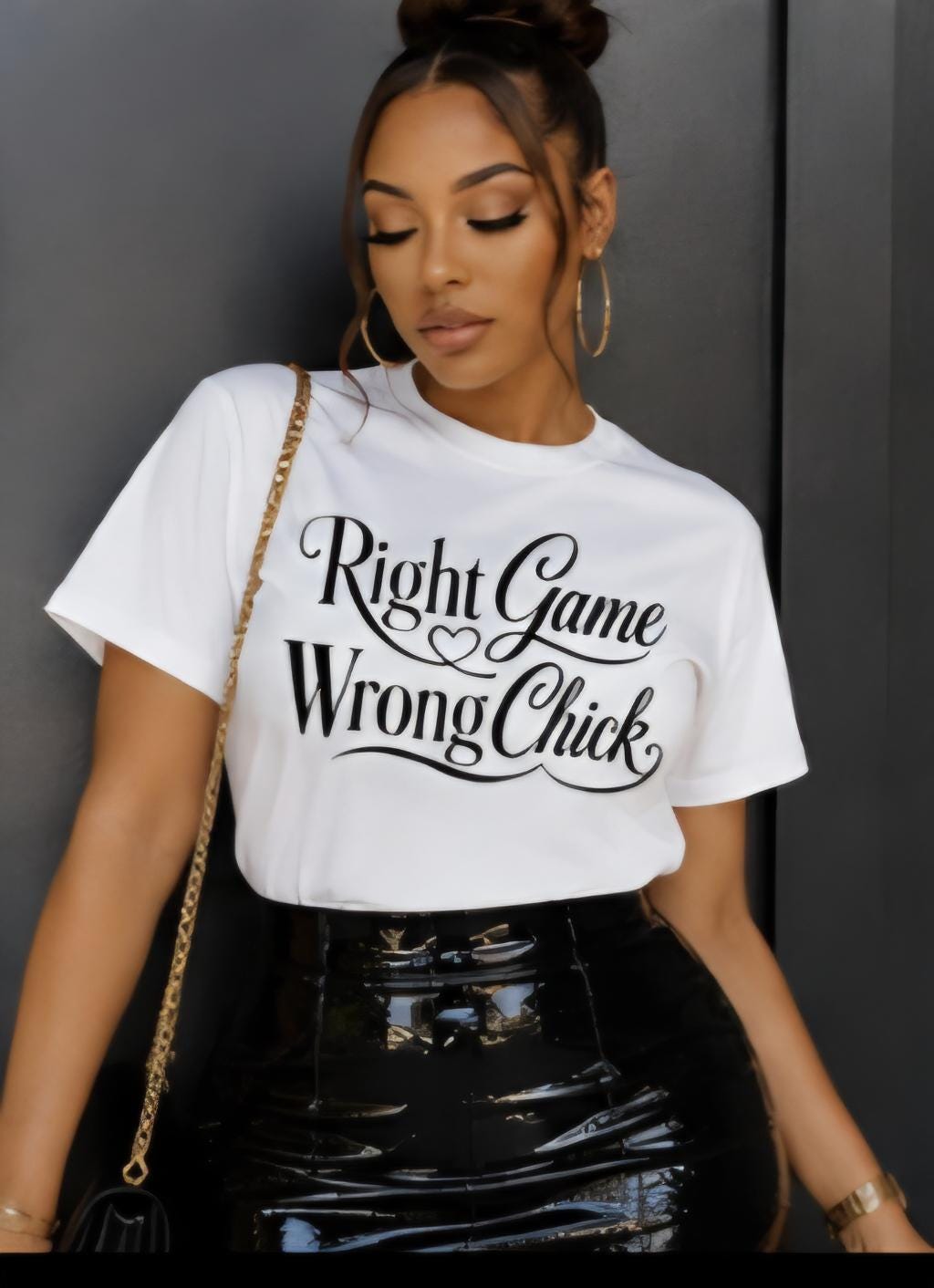 Right Game Wrong Chick Shirt: Women Empowerment Graphic Tee