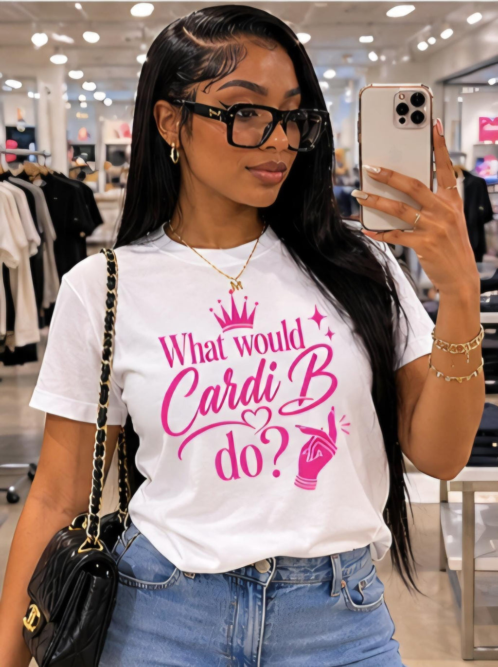 What Would Cardi B Do Pink Graphic Tee, Women's Statement Shirt, Pop Culture Apparel