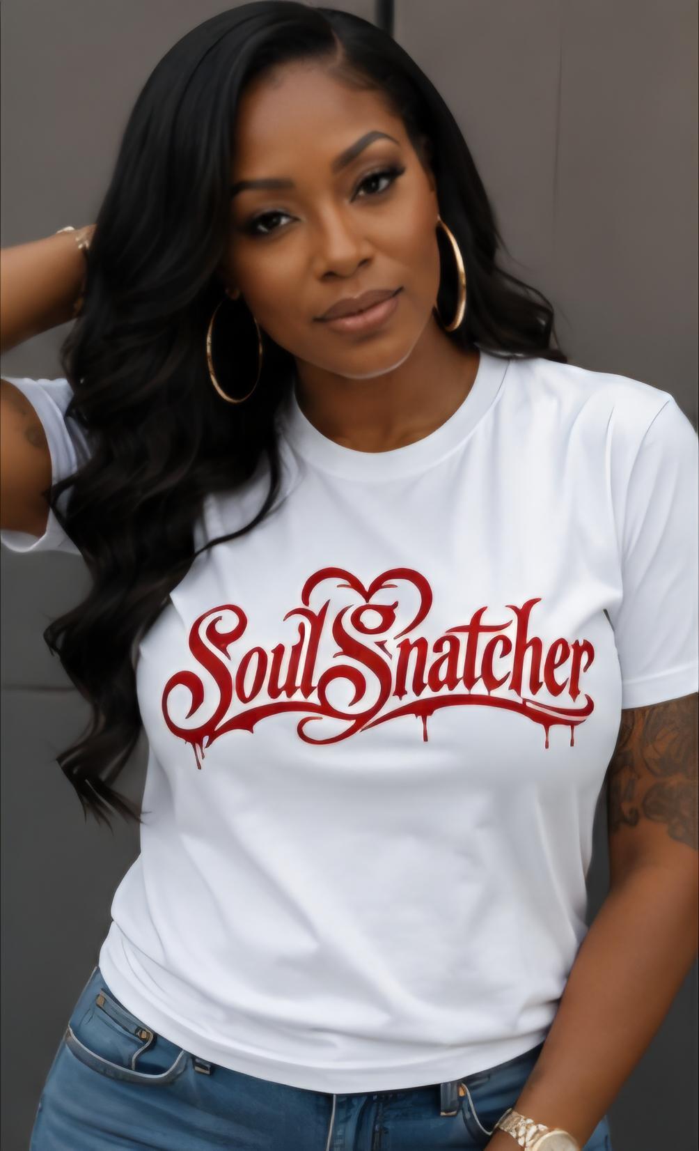 Soul Snatcher Graphic Tee: Confident Woman Relationship Humor Shirt