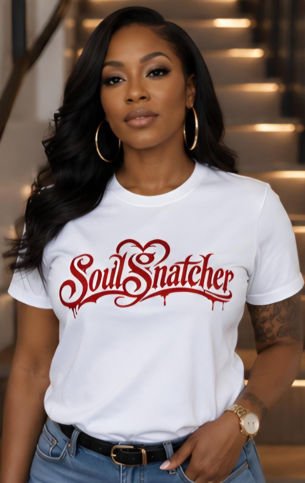 Soul Snatcher Graphic Tee: Confident Woman Relationship Humor Shirt