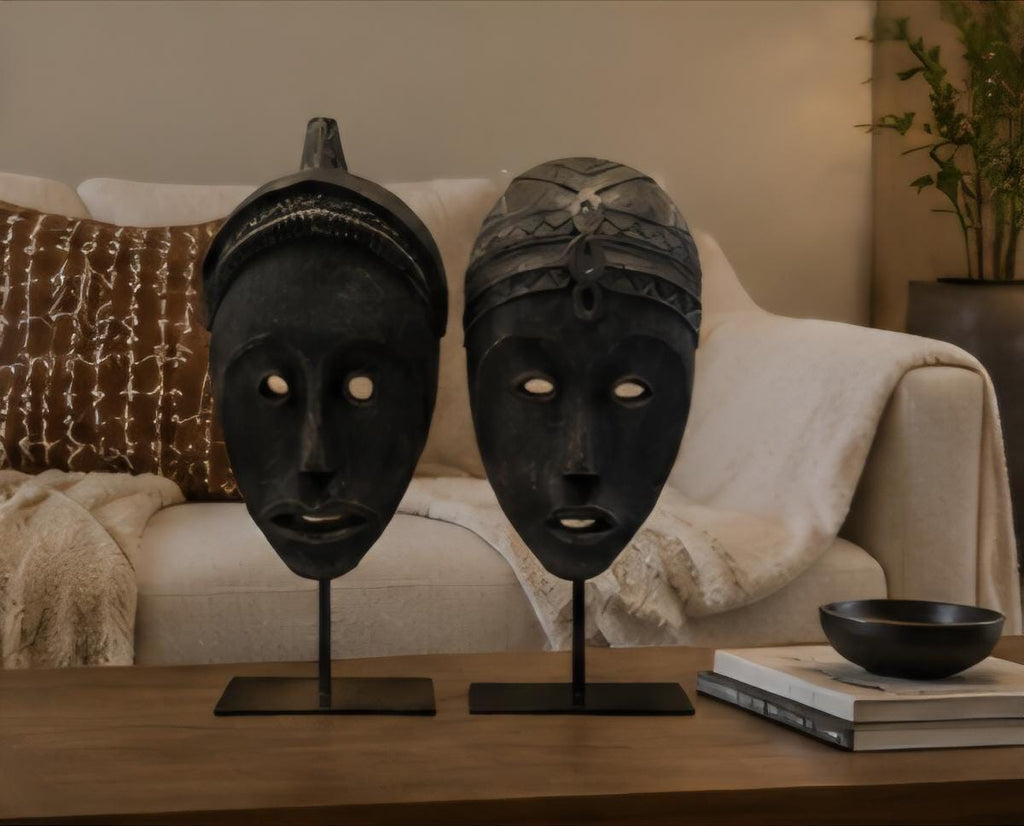African Tribal Mask Set Wooden Sculpture Decor