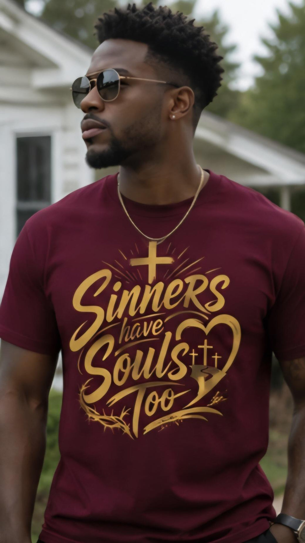 Sinners Have Souls Too Christian Graphic Tee, Faith Based Streetwear Apparel