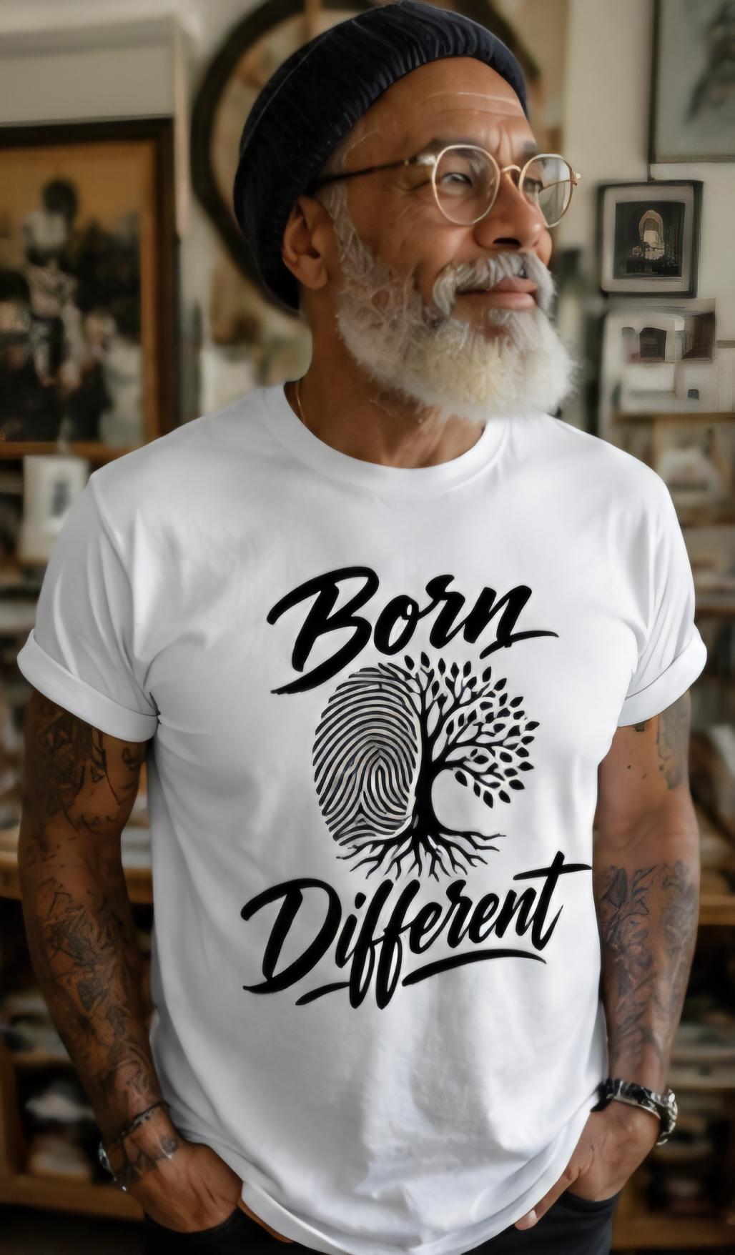 Born Different Fingerprint Tree Tee | Unisex Graphic Shirt, Motivational Apparel