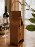 Personalized Leather Wine Bottle Carrier, Custom Engraved Wine Tote Bag