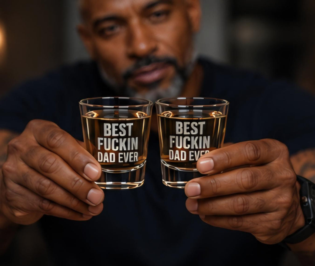 Best Fuckin Dad Ever – Engraved Shot Glasses – Father's Day Whiskey Gift Set