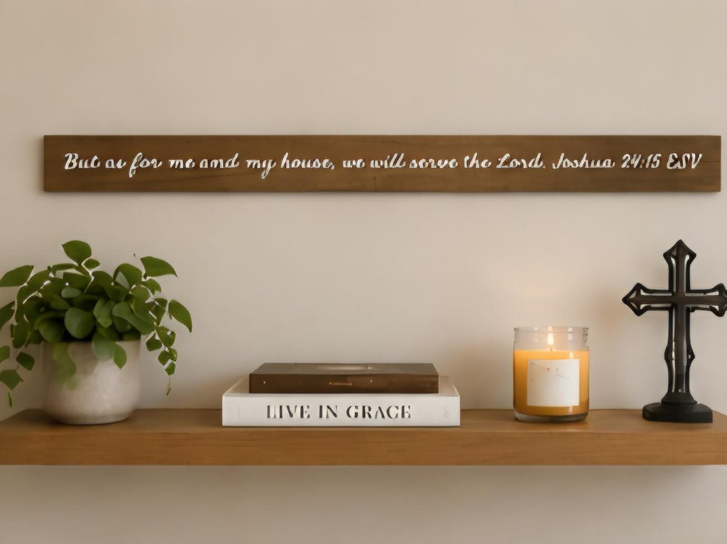 Joshua 24:15 Scripture Sign | Farmhouse Christian Home Decor (Engraved Wood)