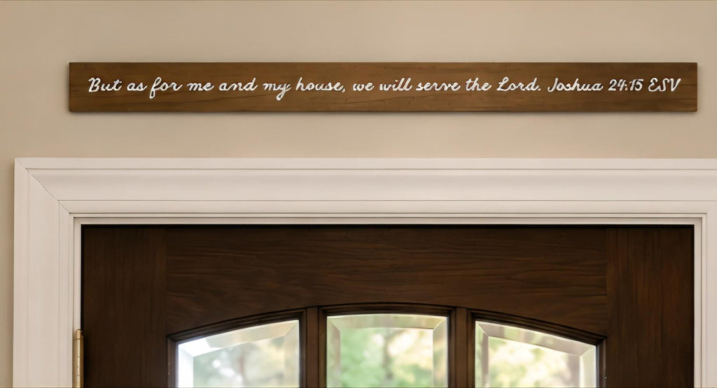 Joshua 24:15 Scripture Sign | Farmhouse Christian Home Decor (Engraved Wood)