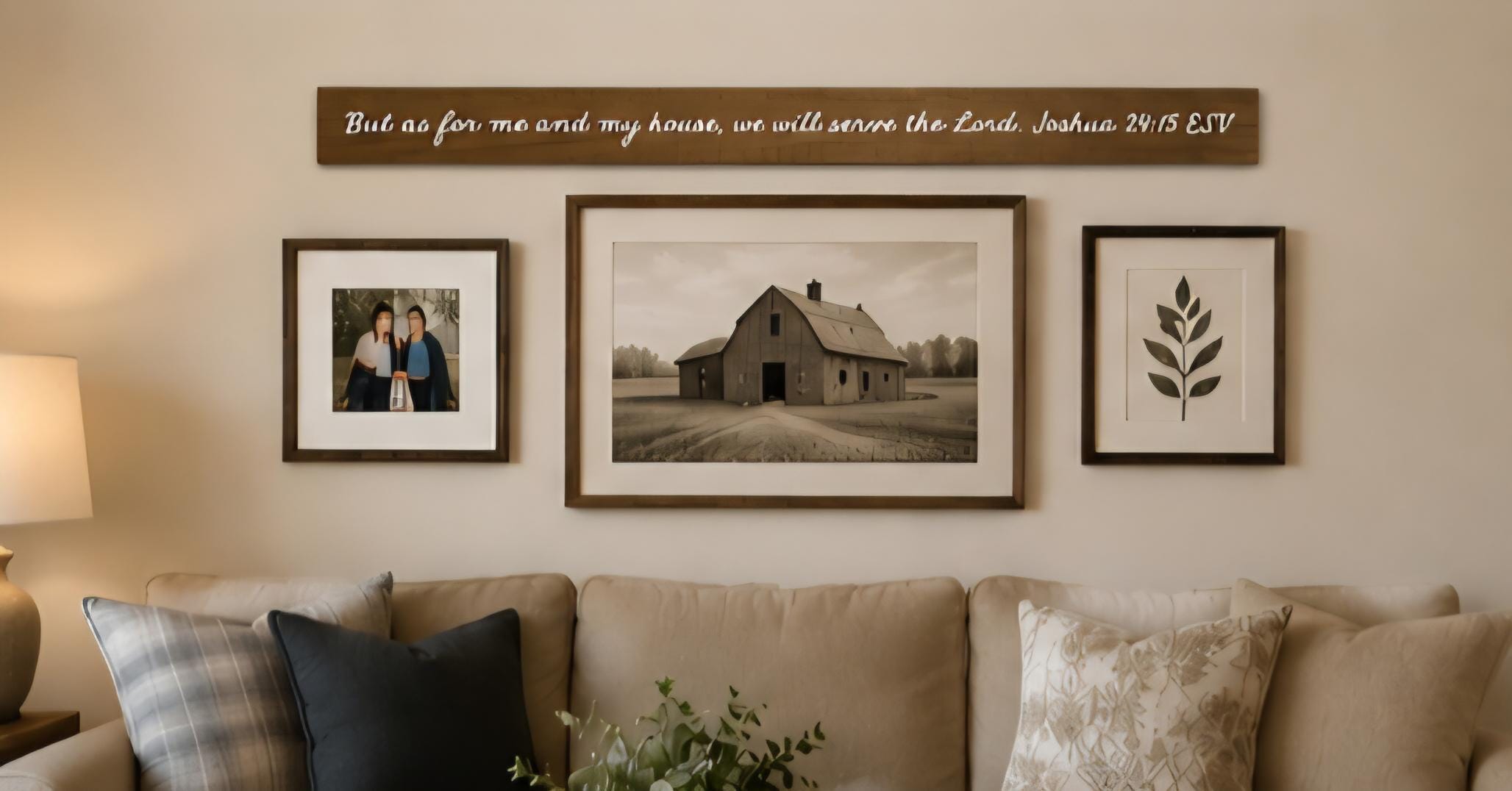Joshua 24:15 Scripture Sign | Farmhouse Christian Home Decor (Engraved Wood)