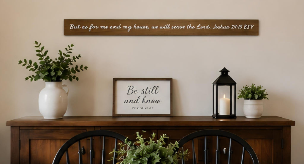 Joshua 24:15 Scripture Sign | Farmhouse Christian Home Decor (Engraved Wood)