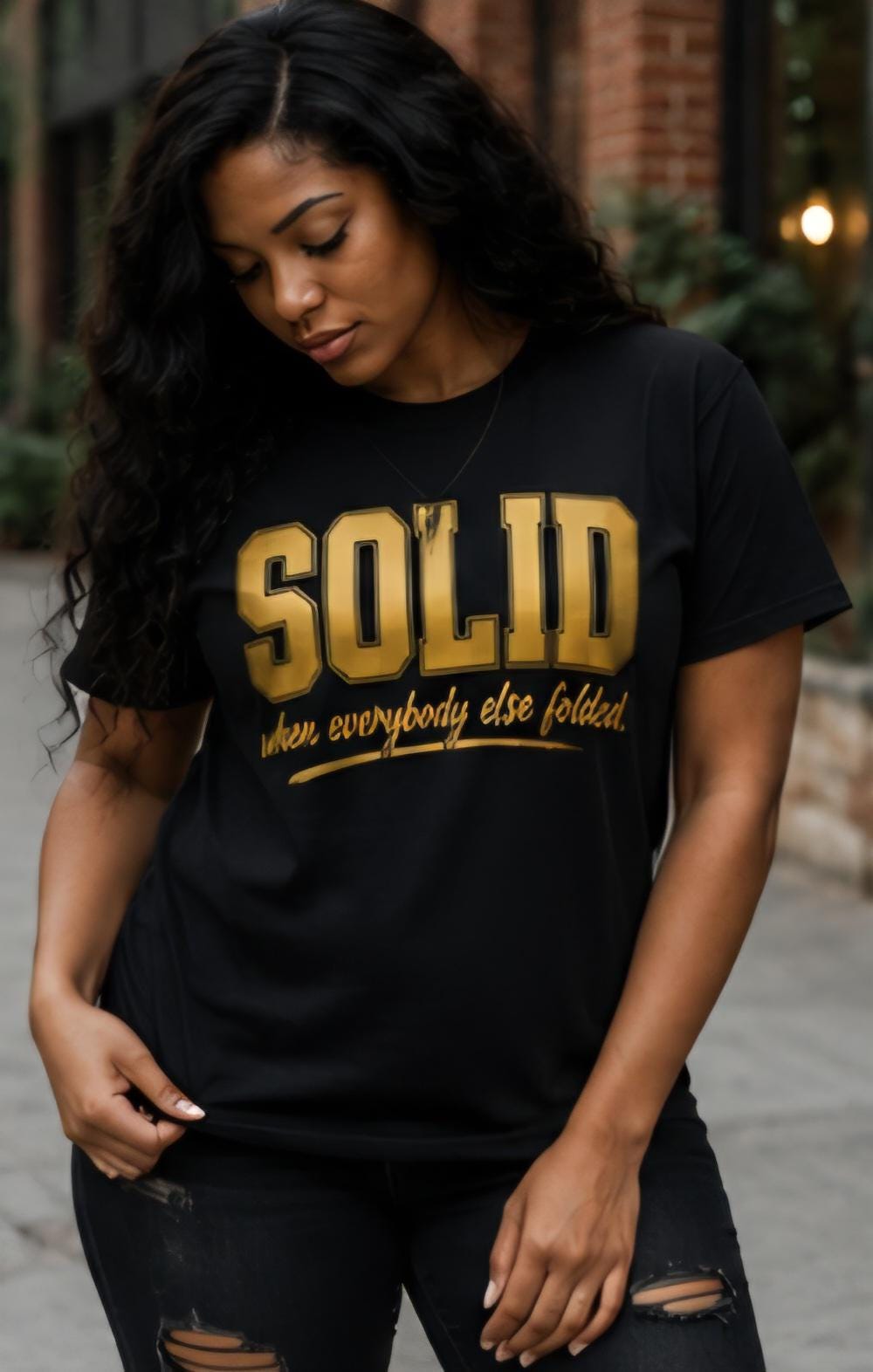 Solid When Everybody Else Folded Shirt | Metallic Gold Vinyl Graphic Tee