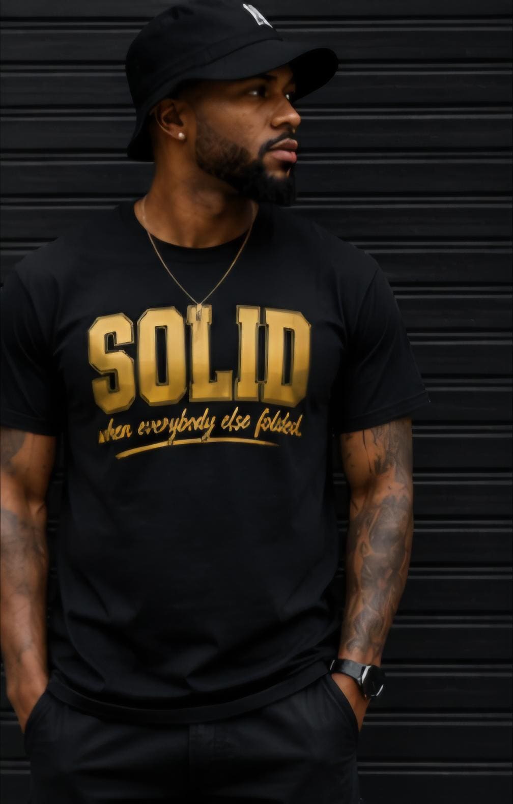 Solid When Everybody Else Folded Shirt | Metallic Gold Vinyl Graphic Tee