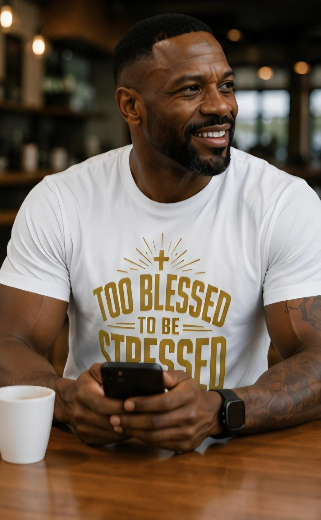 Too Blessed To Be Stressed Christian T-Shirt, Matthew 6:34 Faith Tee