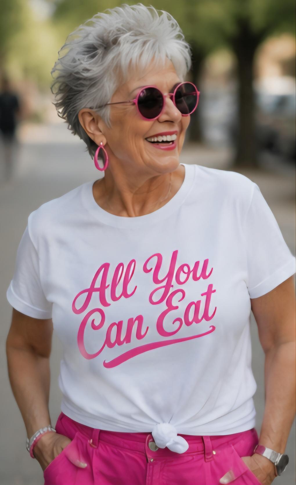 All You Can Eat T-Shirt, Funny Foodie Buffet Lover Tee, Humor Graphic