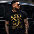 G.O.A.T. Greatest Of All Time Graphic Tee, Black Gold Motivational Shirt