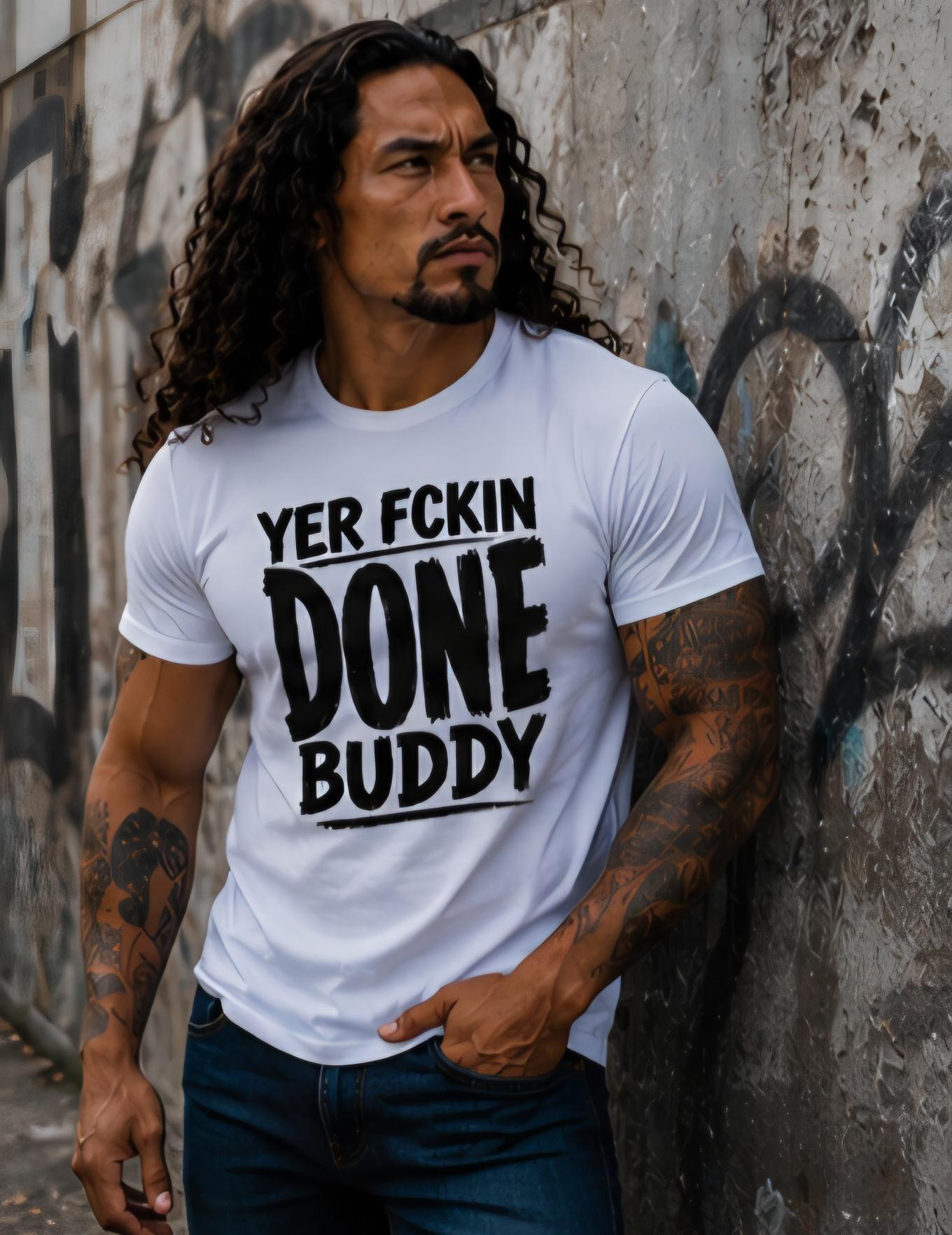 Yer Fckin Done Buddy Shirt, Sarcastic Adult Humor Graphic Tee