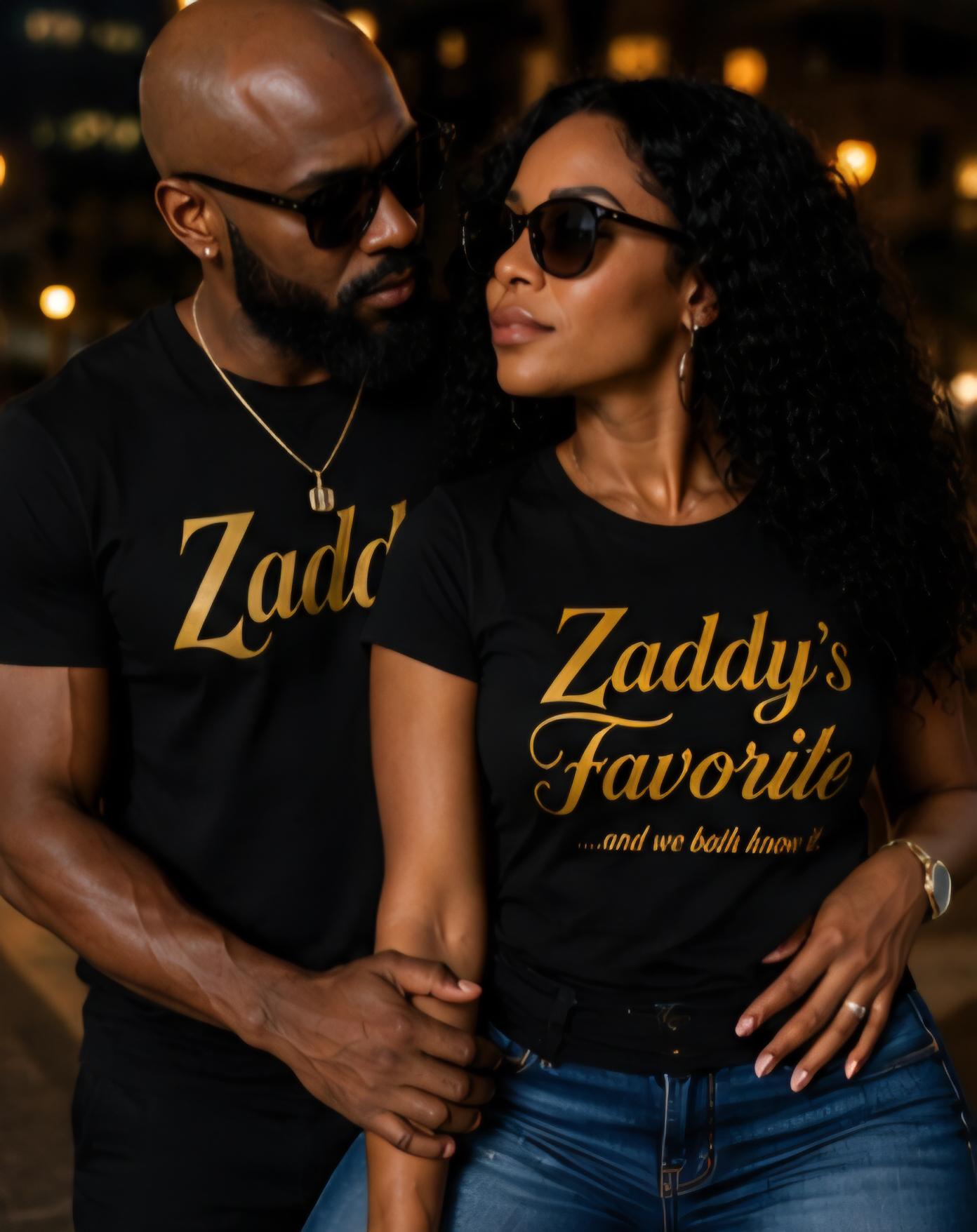 Zaddy and Zaddy's Favorite Matching Couple Shirts, Black Gold Tees