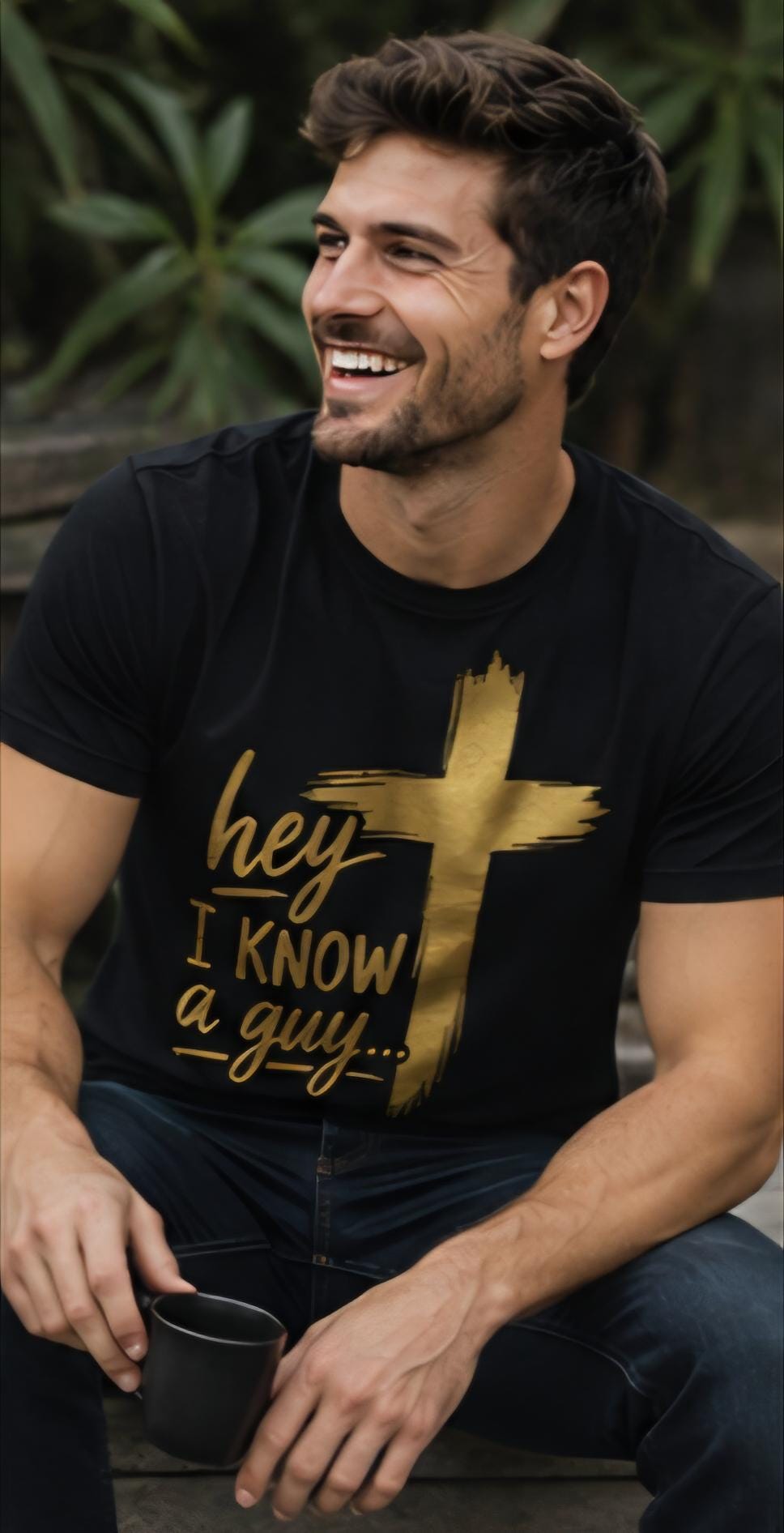 Christian Faith Cross T-Shirt: Hey I Know a Guy Religious Apparel
