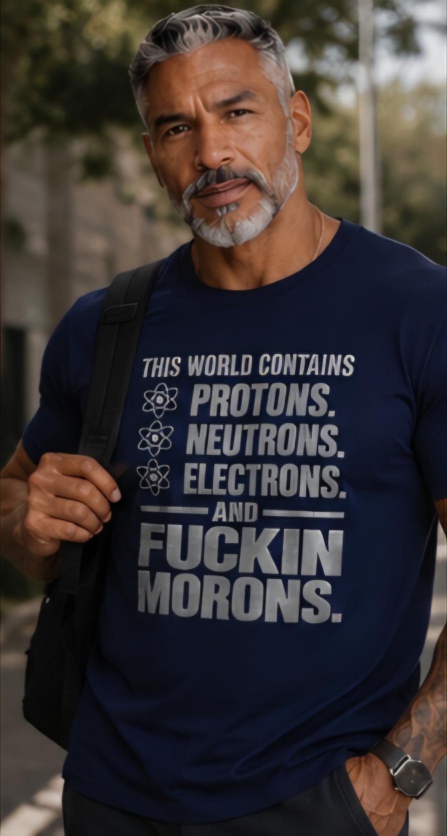 Science Shirt, Protons Neutrons Electrons Morons Tee, Sarcastic Nerd Humor Gift